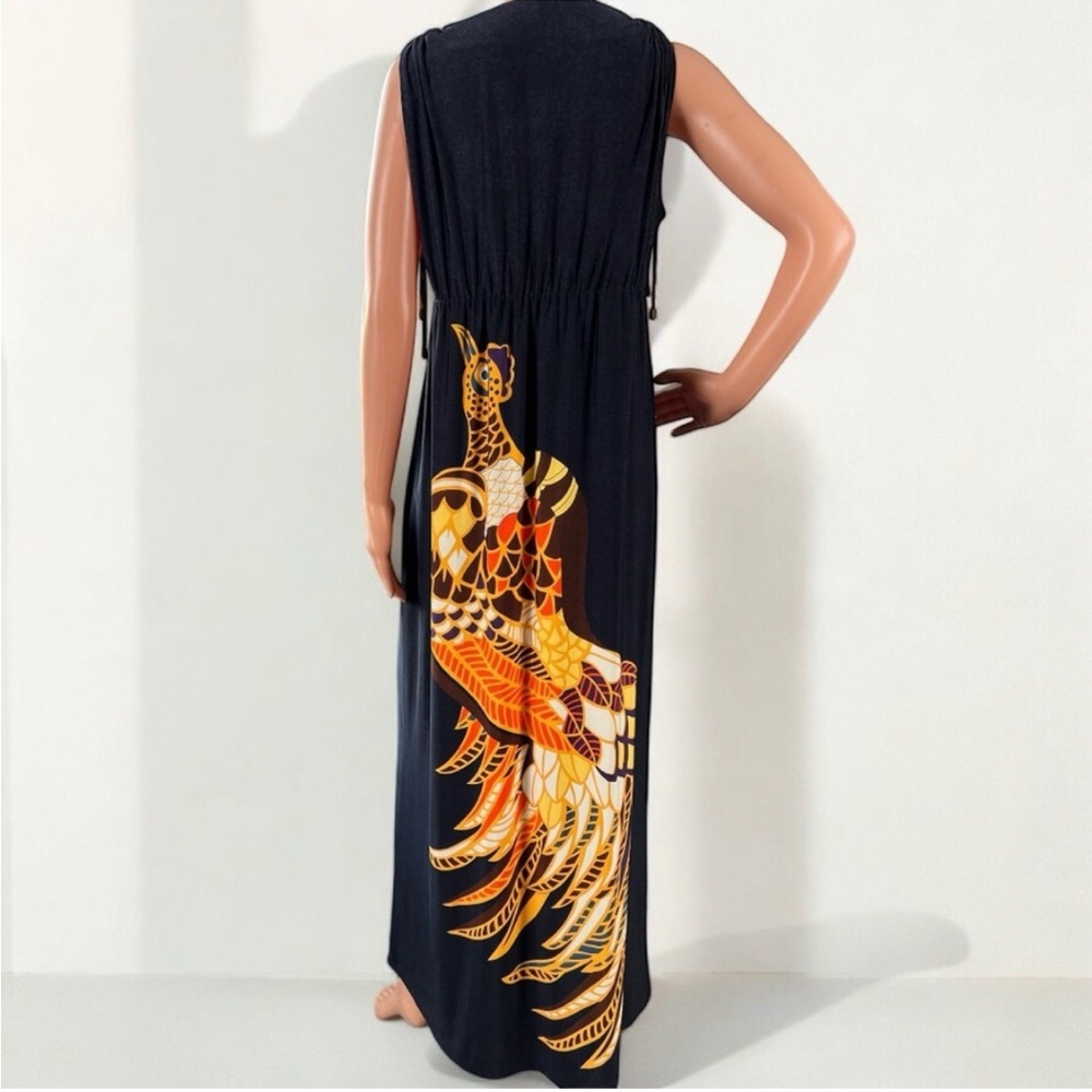 Nikki by Nikki Poulos "Dolores" Black Orange Maxi Embellished Dress Size Large - Picture 6 of 14